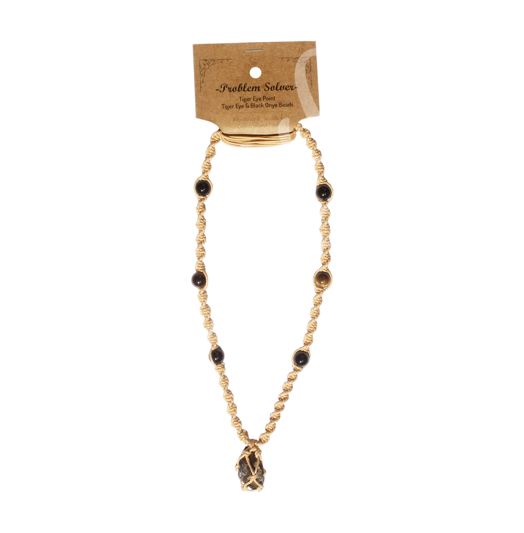 Collar Solucionador de Problemas de Ojo de Tigre con Cordón de Cuentas 14-30"