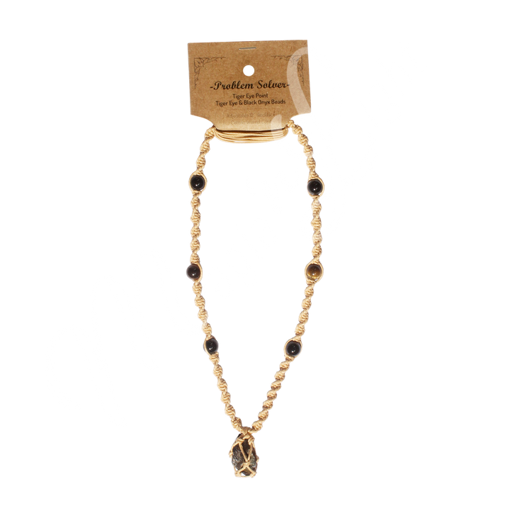 Collar Solucionador de Problemas de Ojo de Tigre con Cordón de Cuentas 14-30"
