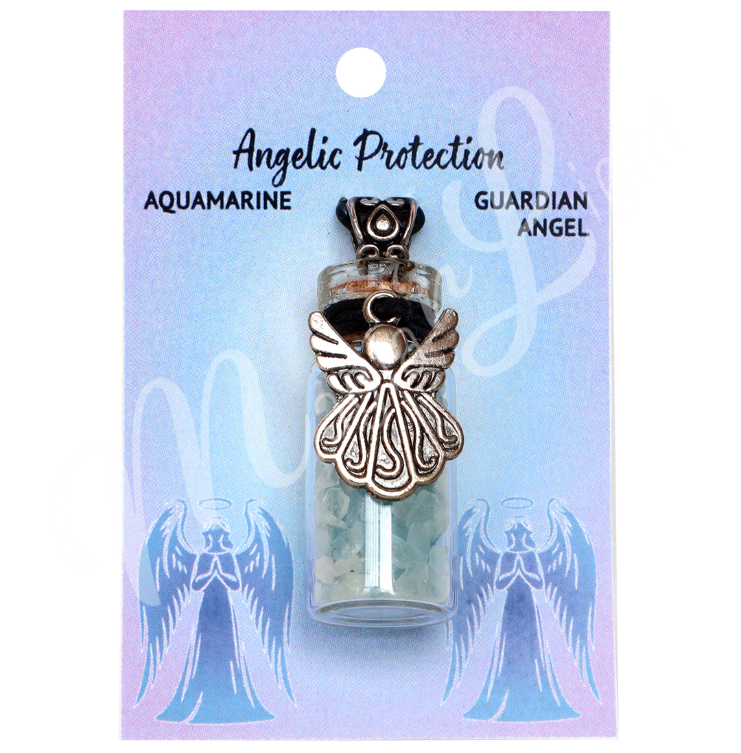 Necklace Aquamarine Chips in Bottle 1.5″H