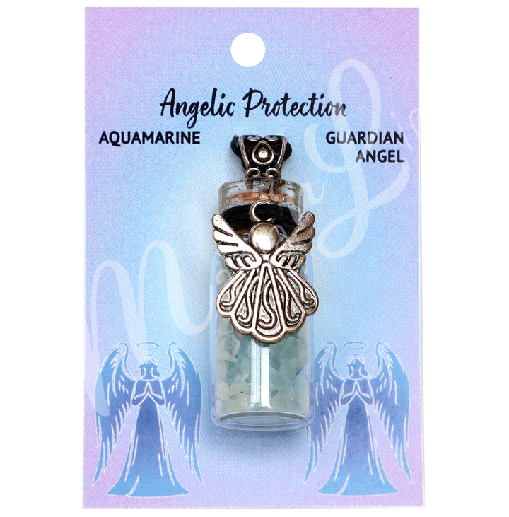 Necklace Aquamarine Chips in Bottle 1.5″H