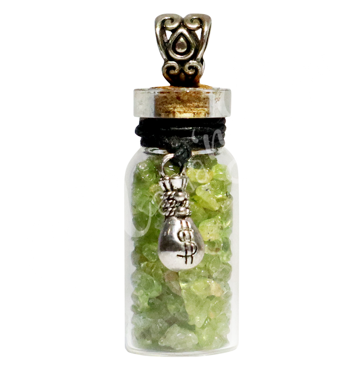 Collar de Chips de Peridoto en Botella 1,5″