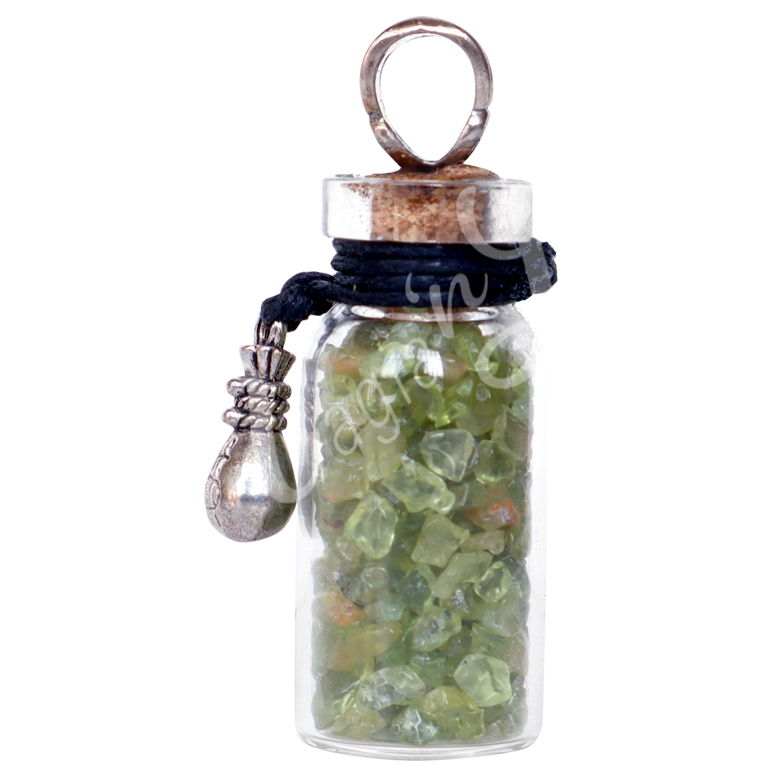 Collar de Chips de Peridoto en Botella 1,5″