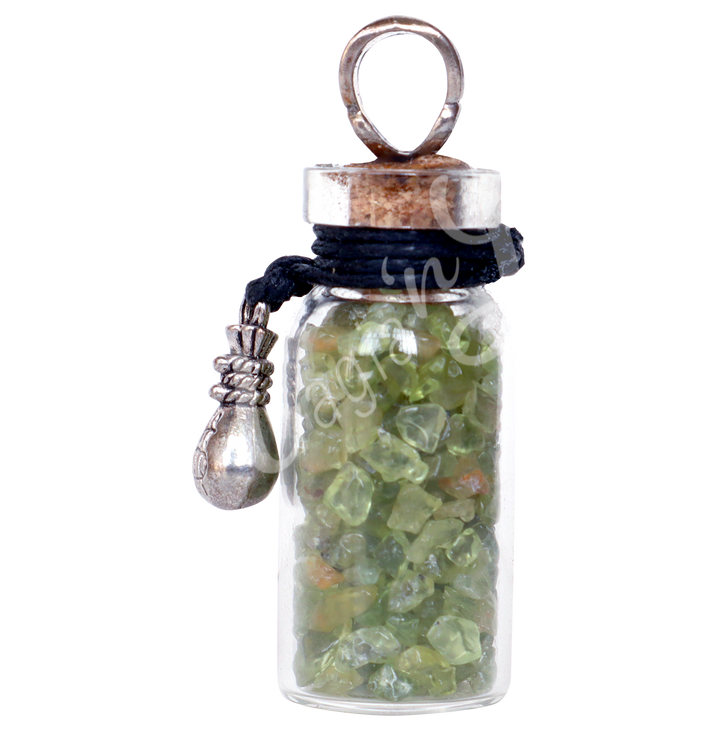 Collar de Chips de Peridoto en Botella 1,5″