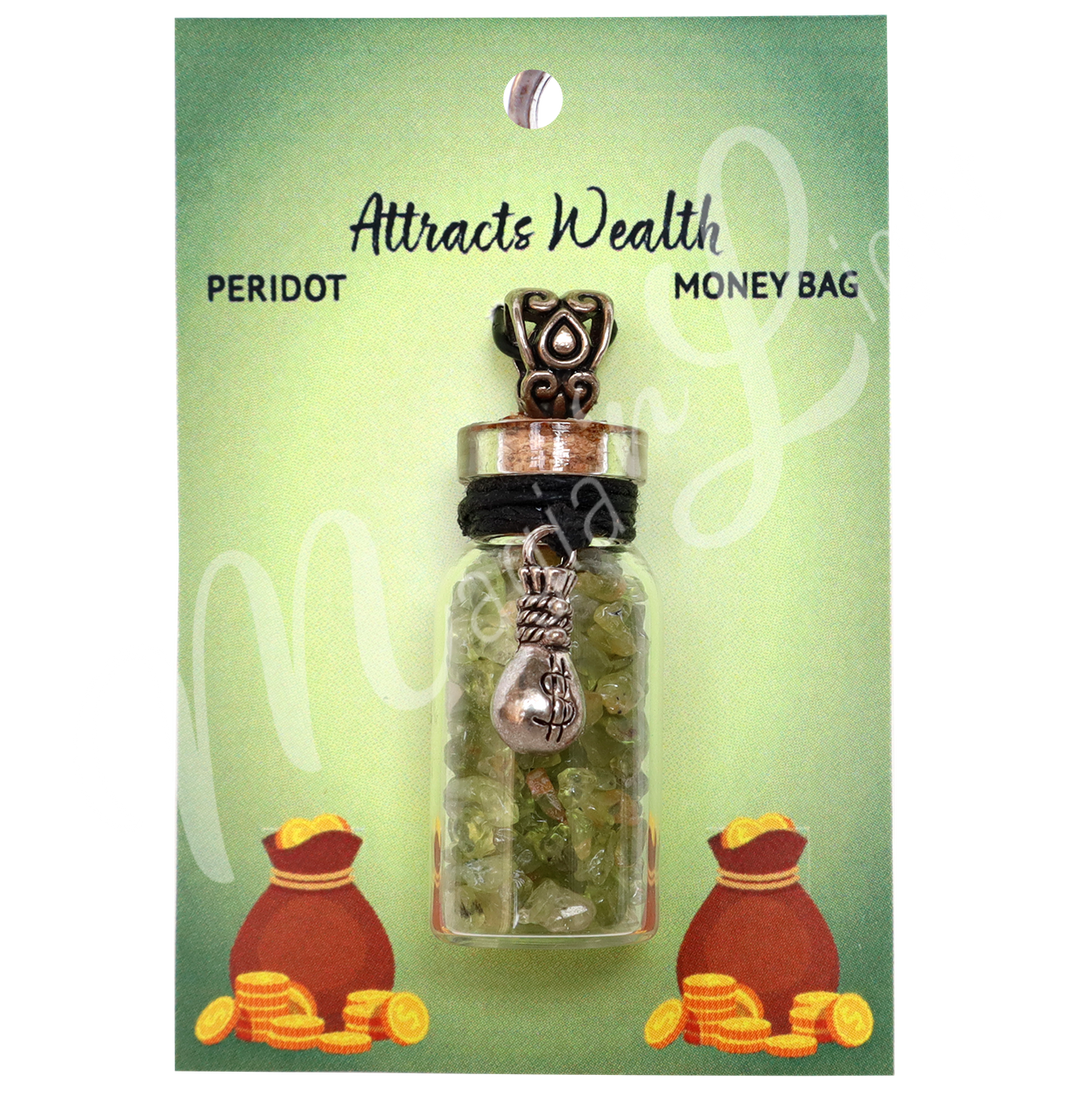 Collar de Chips de Peridoto en Botella 1,5″