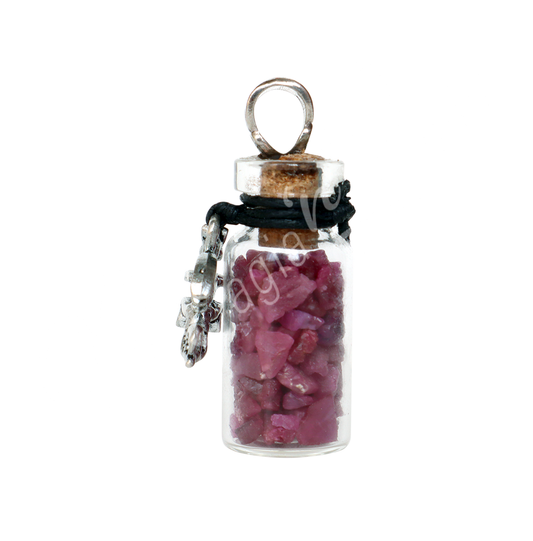 Necklace Ruby Chips in Bottle w Dragon