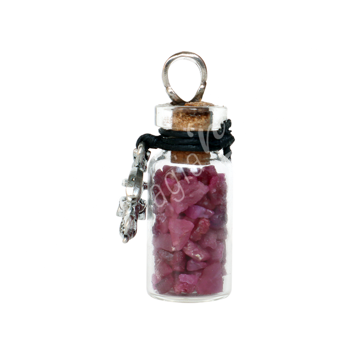 Necklace Ruby Chips in Bottle w Dragon