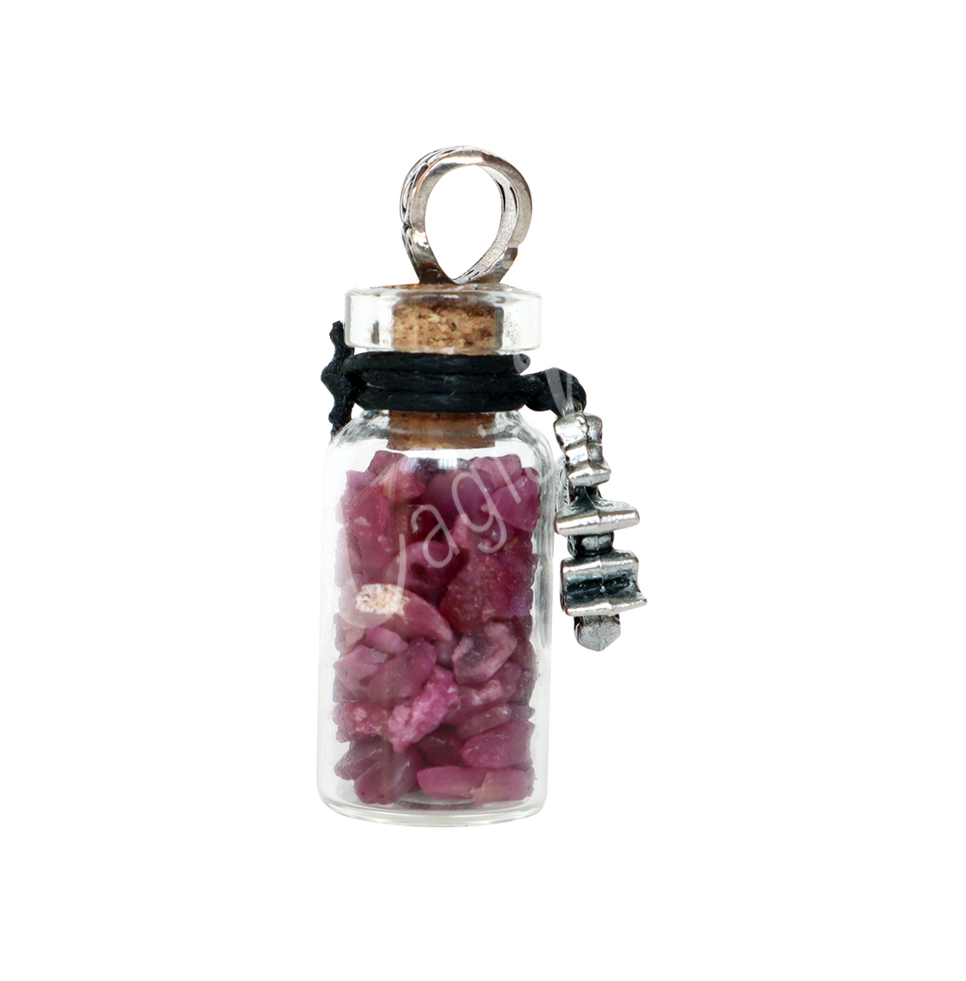 Necklace Ruby Chips in Bottle w Dragon