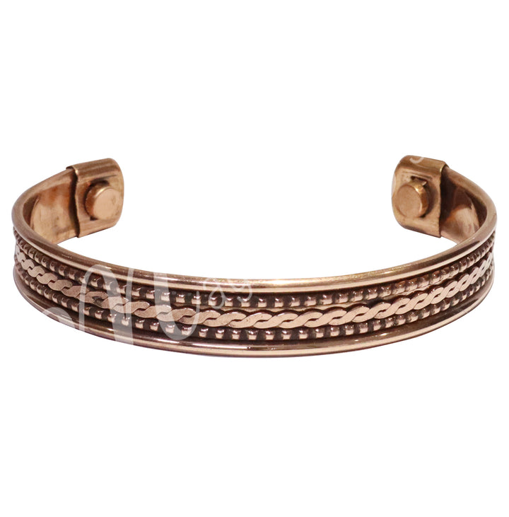 Pulsera de cobre con diseños e imanes de 2,75" de diámetro x 0,4" de ancho