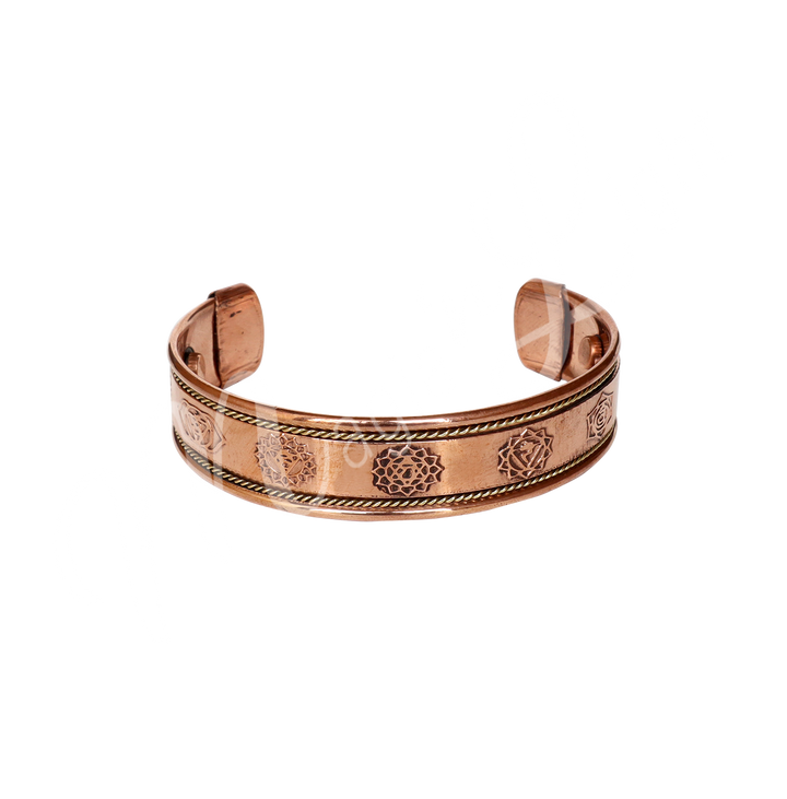 Bracelet Adjustable Chakra Engraved Copper w Magnets