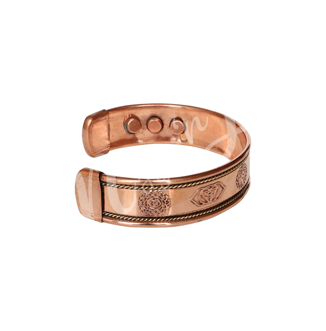 Bracelet Adjustable Chakra Engraved Copper w Magnets
