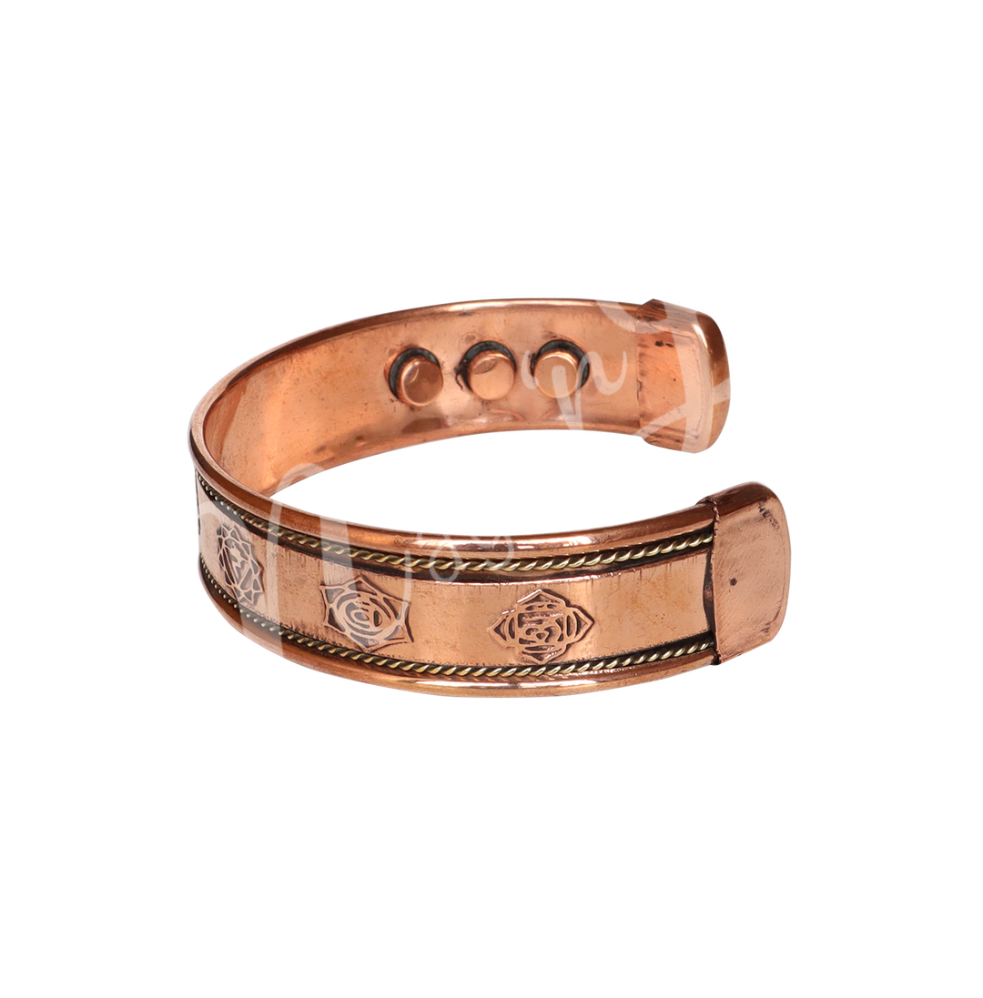 Bracelet Adjustable Chakra Engraved Copper w Magnets