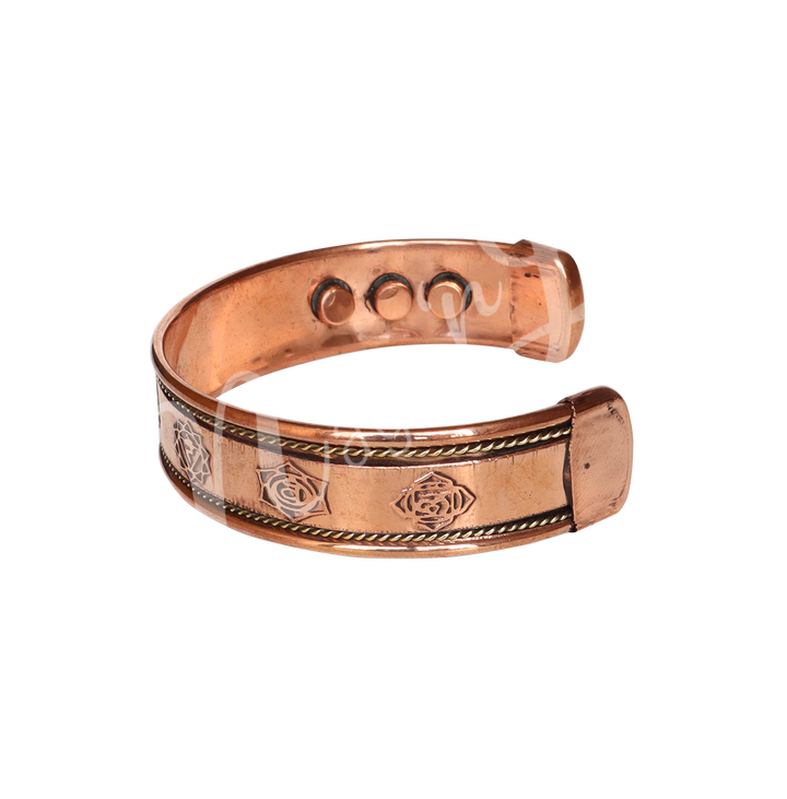 Bracelet Adjustable Chakra Engraved Copper w Magnets