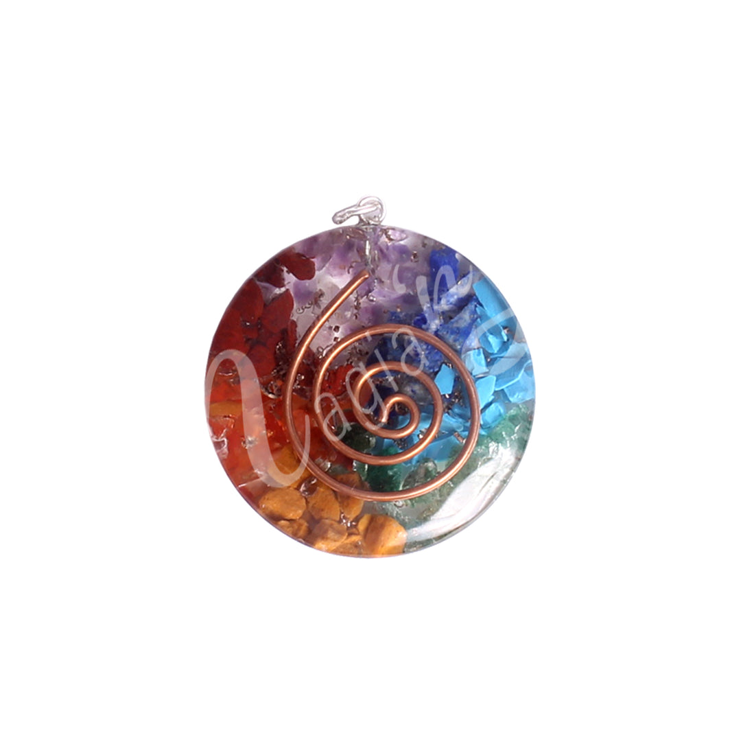 Colgante Orgón Cobre Espiral y Chakras