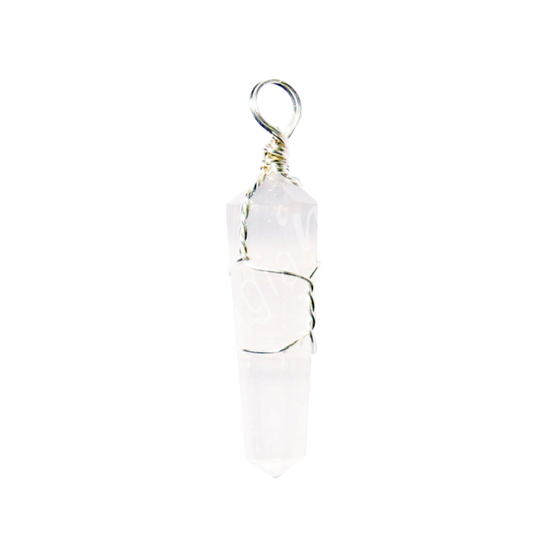 Pendant Wire Wrap Selenite 1.5″