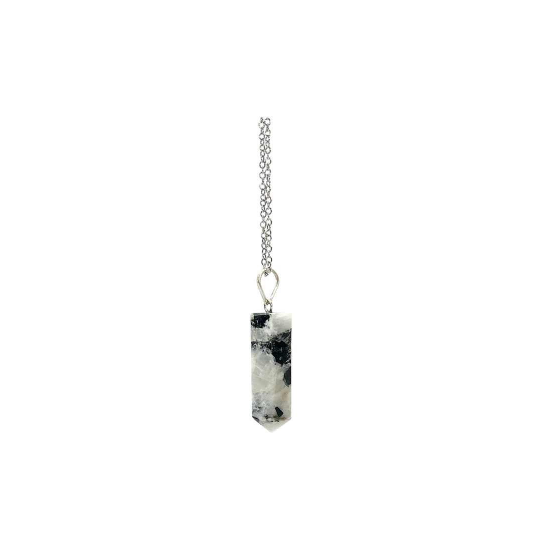 Pendant Rainbow Moonstone Pencil Point w Metal Loop