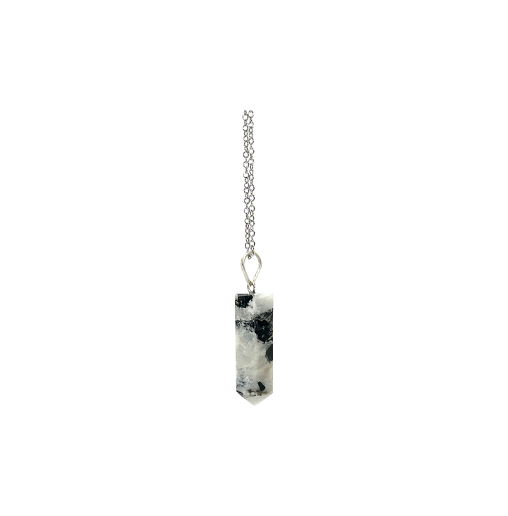 Pendant Rainbow Moonstone Pencil Point w Metal Loop