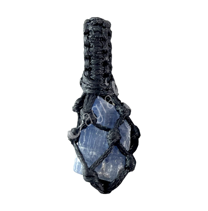 Pendant Thread Cage Rough Blue Kyanite 1.5-2"