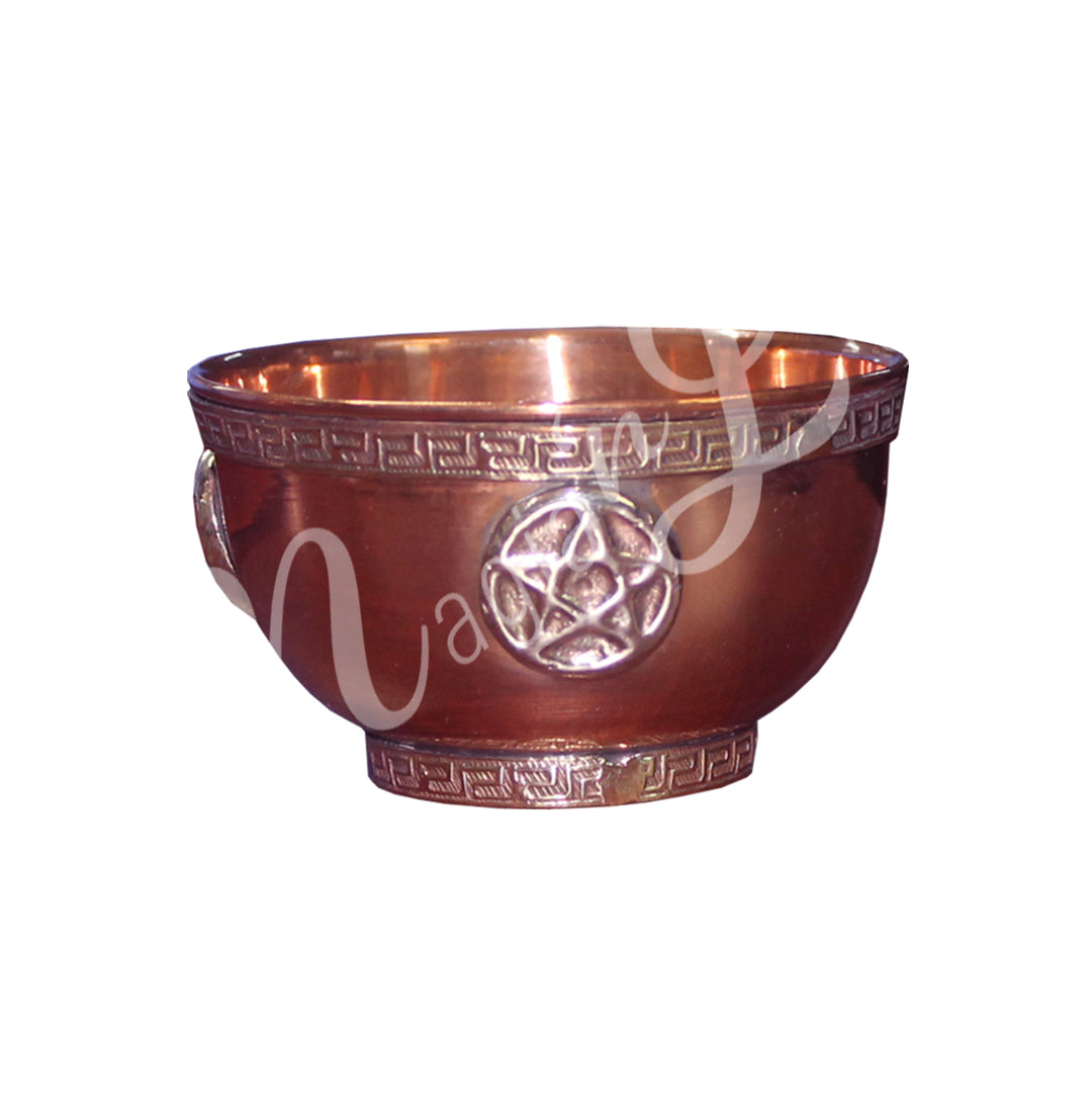 OFFERING BOWL COPPER PENTACLE EMBOSSED 3″DIA