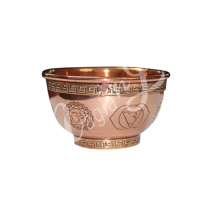 Offering Bowl Copper 7 Chakras Engraved 4"dia.