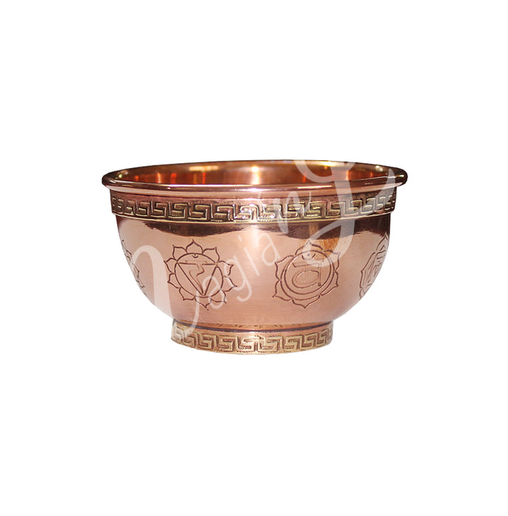 Offering Bowl Copper 7 Chakras Engraved 4"dia.