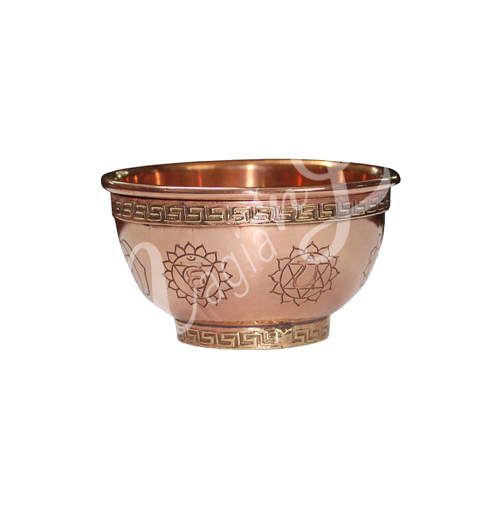 Offering Bowl Copper 7 Chakras Engraved 4"dia.