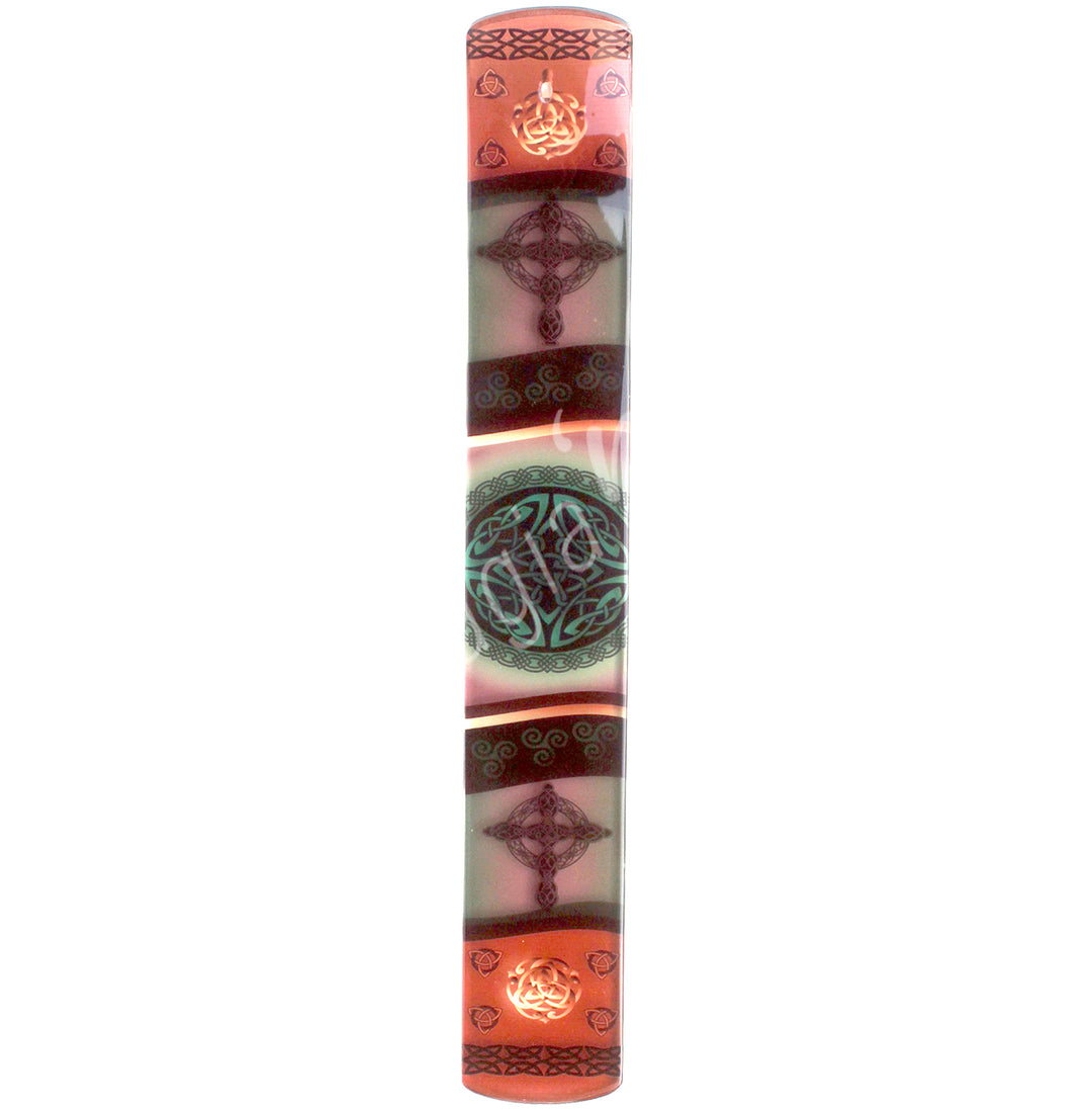 INCENSE HOLDER GLASS PRINTED CELTIC 10 X 1.5″