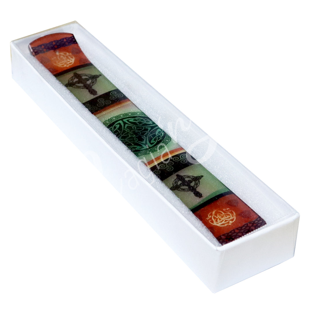 INCENSE HOLDER GLASS PRINTED CELTIC 10 X 1.5″