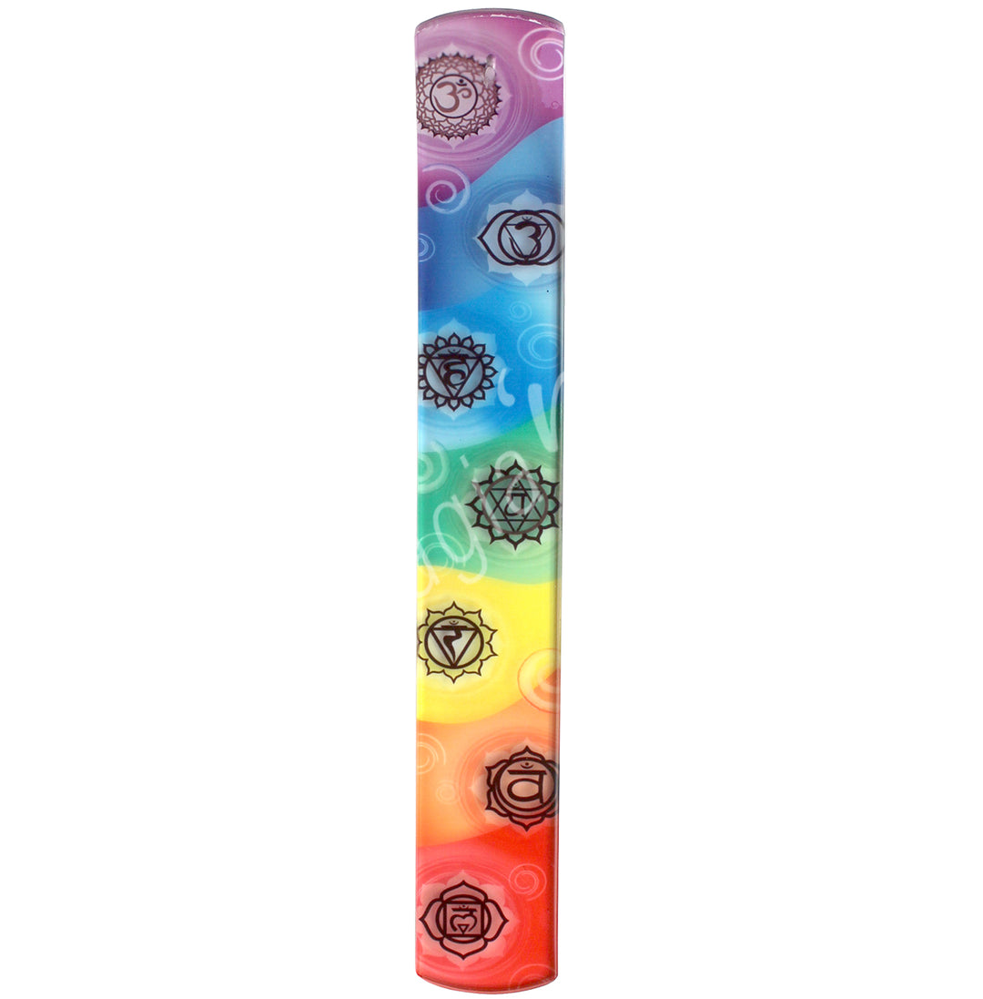 INCENSE HOLDER GLASS PRINTED CHAKRA 10 X 1.5″