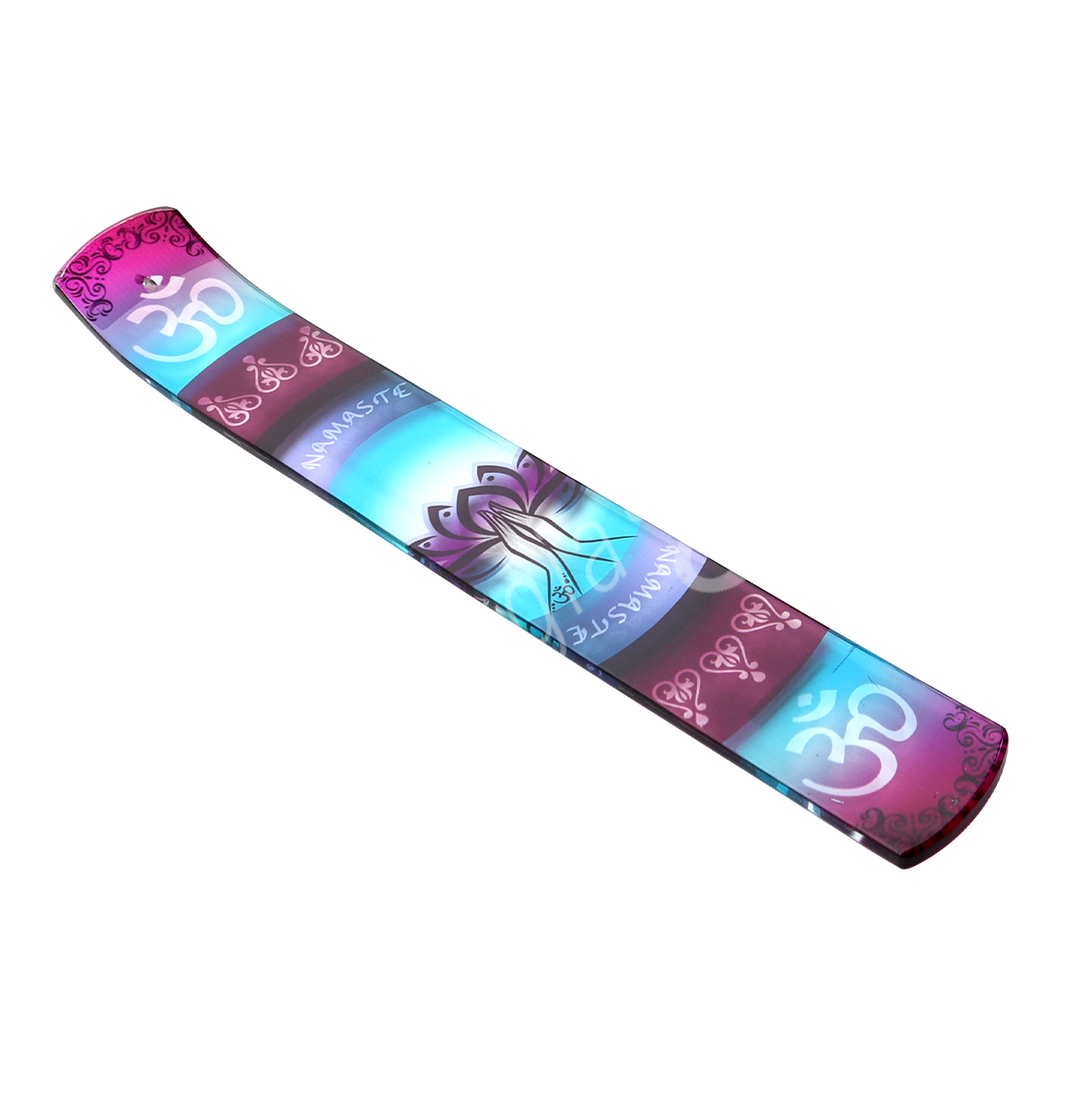Incense Holder Printed Glass w Namaste