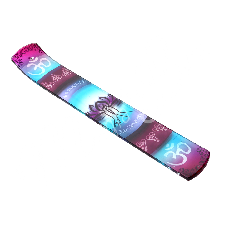 Incense Holder Printed Glass w Namaste