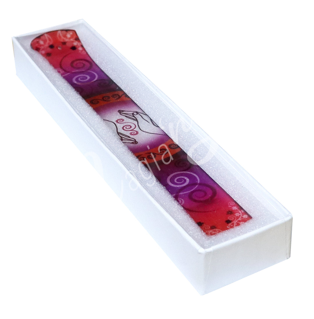INCENSE HOLDER GLASS PRINTED HEALING HANDS 10 X 1.5″