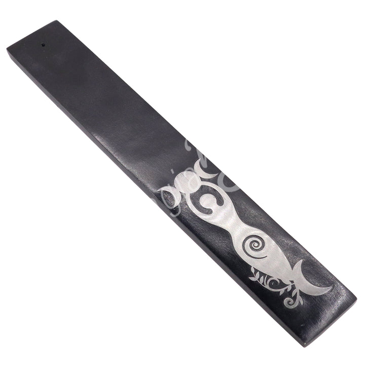 Incense Holder Soapstone Goddes Inlay 10"L