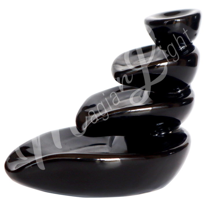 Backflow Cone Burner Black Ceramic Triple Leaves