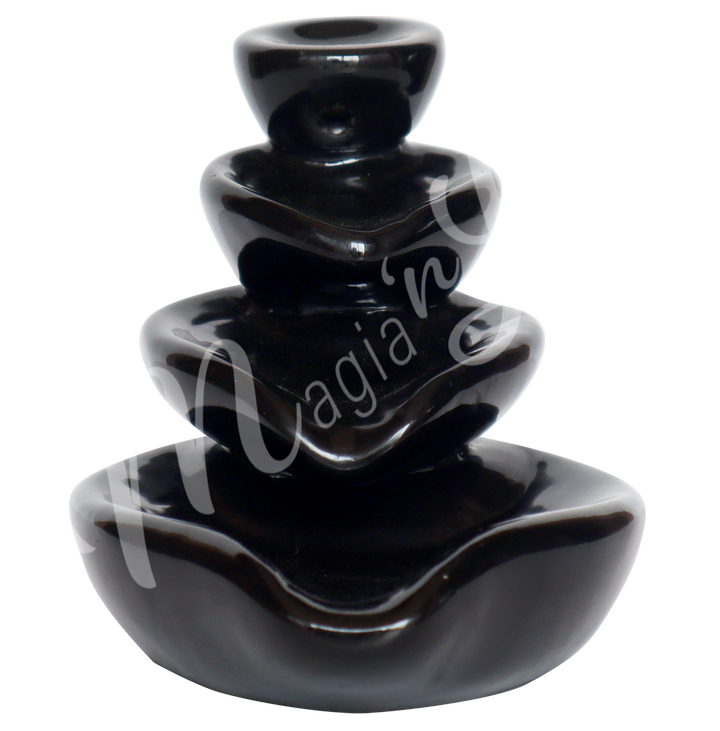 Backflow Cone Burner Black Ceramic Triple Leaves