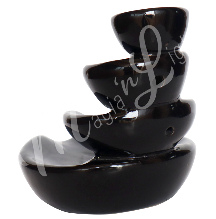 Backflow Cone Burner Black Ceramic Triple Leaves