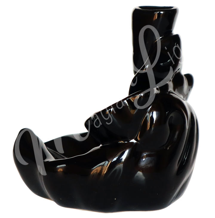 Backflow Cone Burner Black Ceramic Lotus