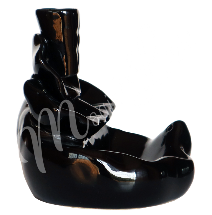Backflow Cone Burner Black Ceramic Lotus
