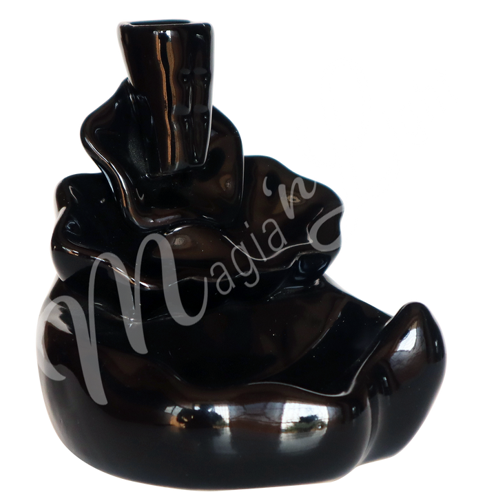 Backflow Cone Burner Black Ceramic Lotus