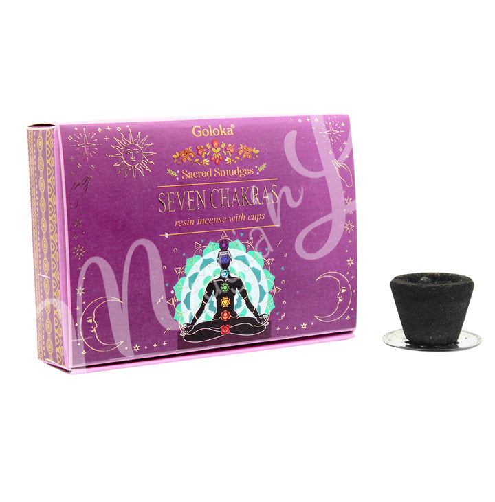 Resin Incense Sambrani Cup 7 Chakras 1.25"dia. (pk6)