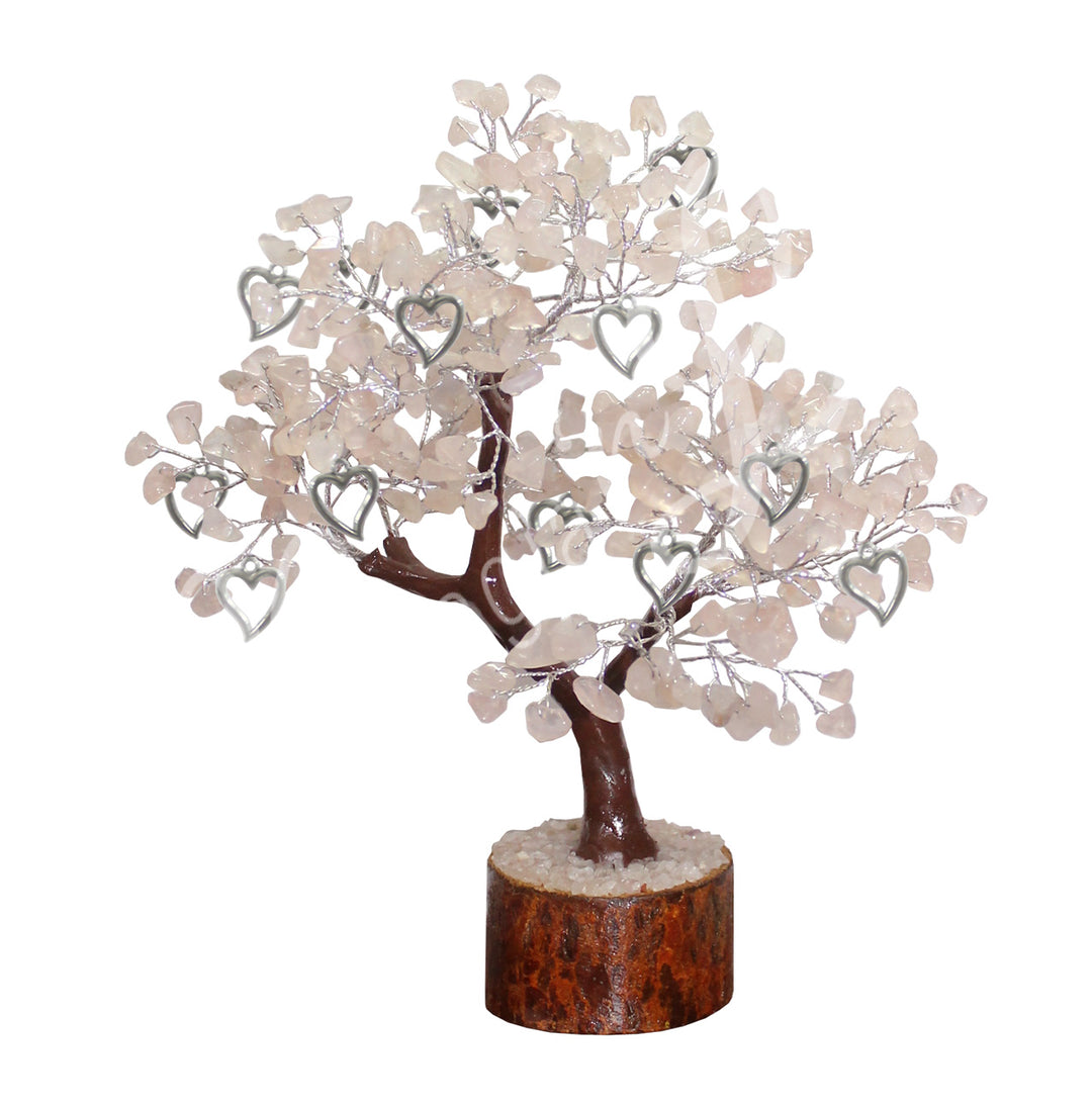 heart shaped bonsai tree Gem Tree Rose Quartz w Heart Charms – Cha Cha Gifts
