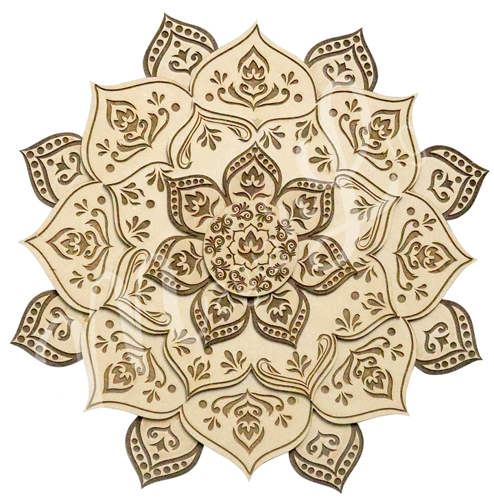 Wood Plaque Multi Layers Lotus 12"