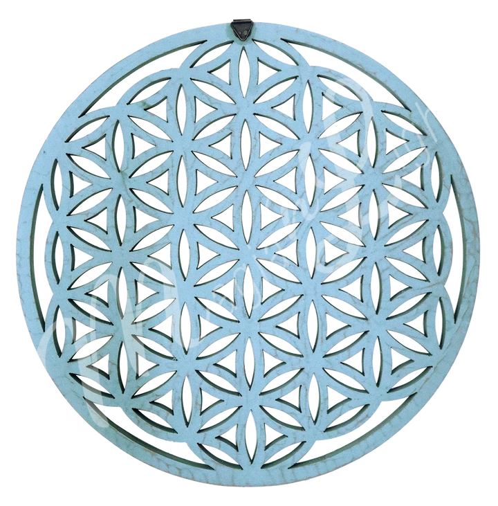 Wall Plaque Gold & Green Flower of Life 13.5"