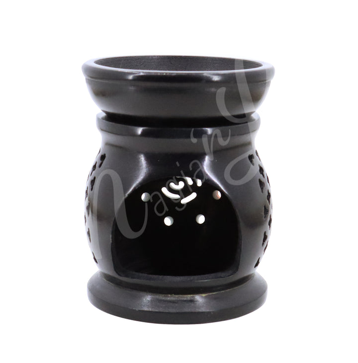 Oil burner Black Soapstone Chakras