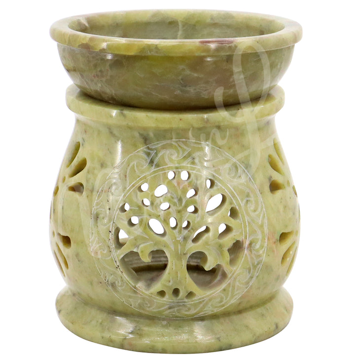 Oil Burner Natural Soapstone w Tree of Life