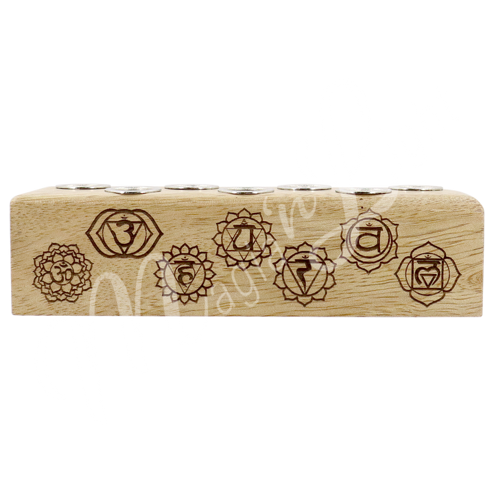 Candle Holder for 7 Mini Candles Engraved w Chakras