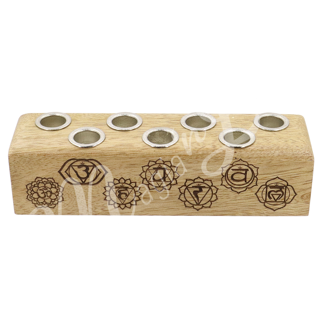 Candle Holder for 7 Mini Candles Engraved w Chakras