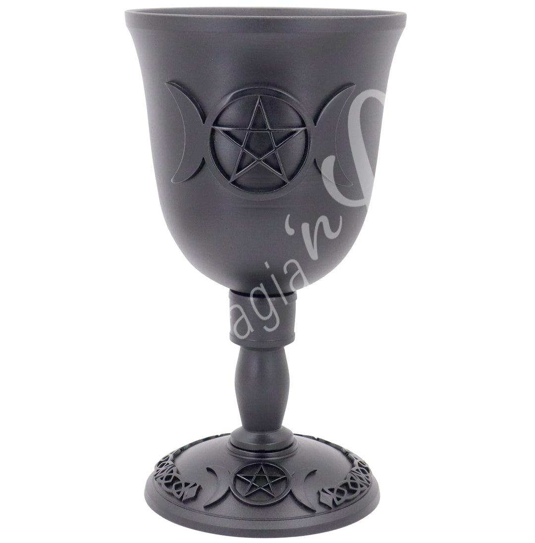 Cast Iron Chalice with a triple moon pentacle both on the front and the foot.