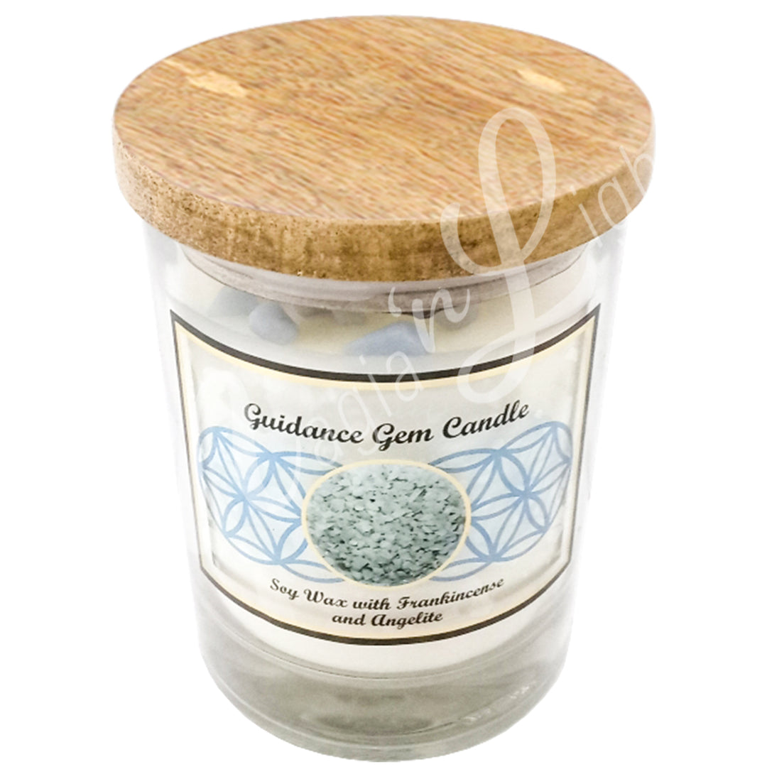 GUIDANCE CANDLE FRANKINCENSE WITH ANGELITE 4"H X 3.25"DIA