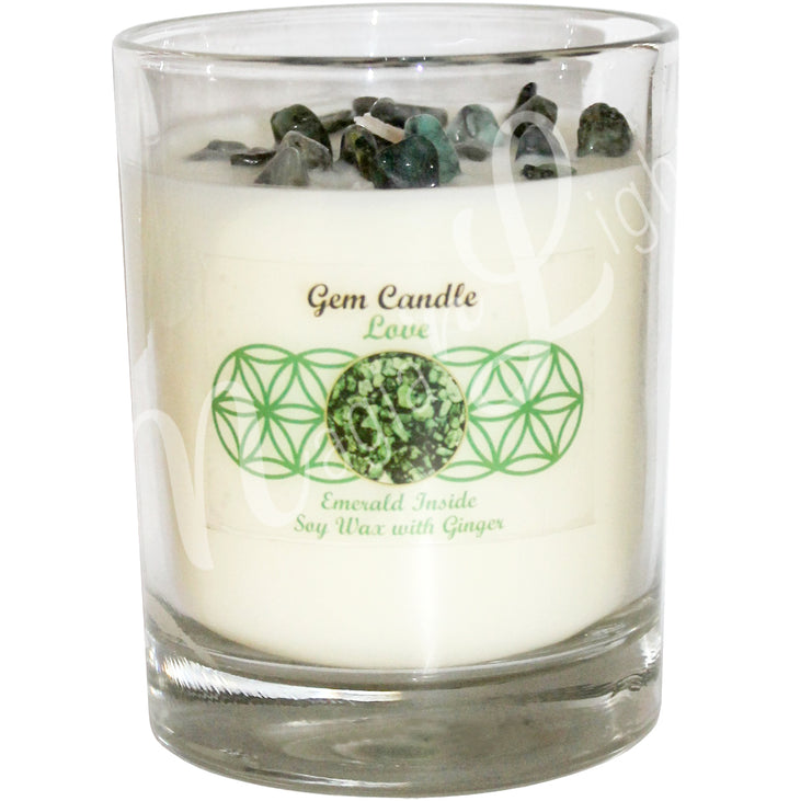 LOVE CANDLE GINGER WITH EMERALD 4"H X 3.25"DIA