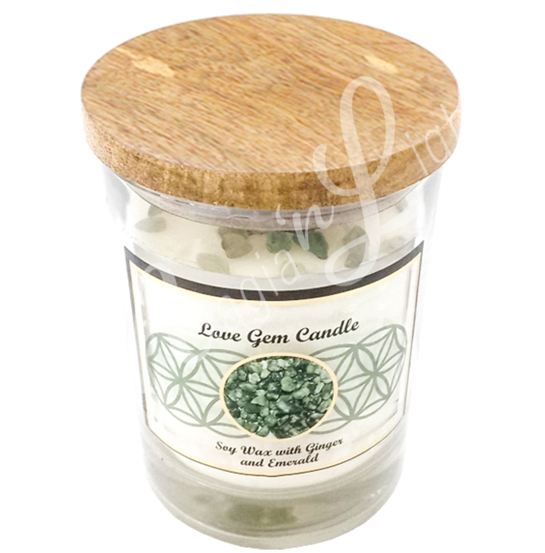 LOVE CANDLE GINGER WITH EMERALD 4"H X 3.25"DIA